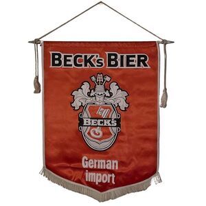 VTG BECK's Beer Wall Hanging Festival Banner Sign Satin 19.5x 27 German Import